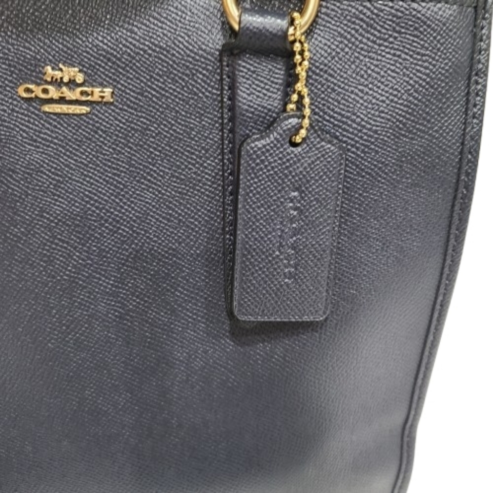 Coach Crosby Carryall Crossgrain Leather Tote Midnight Navy Satchel Shoulder Bag - Picture 3 of 16